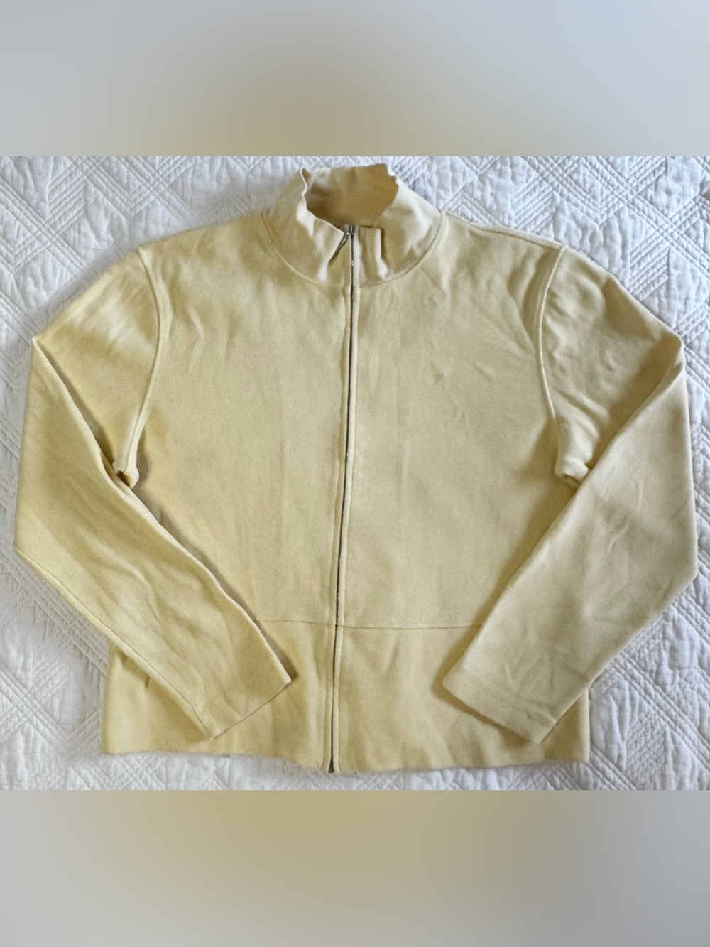 Faconnable Butter Yellow Zip-Front Sweatshirt Size Medium